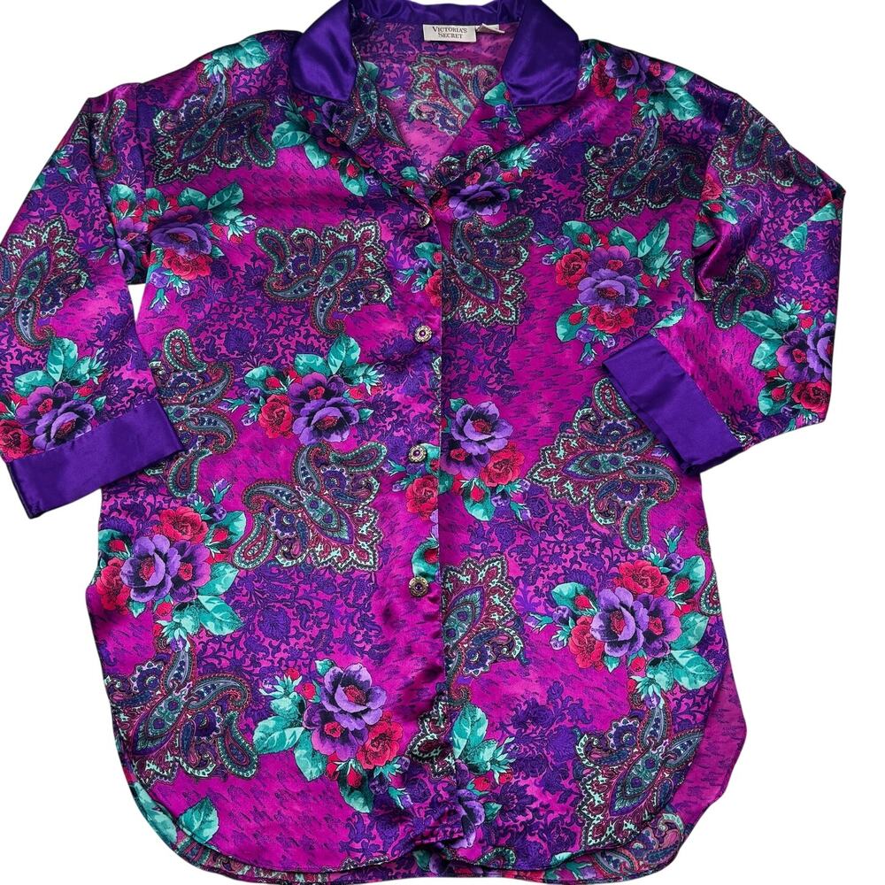 Victoria's Secret Vintage Gold Label Floral Paisley Nightshirt Women's M/L